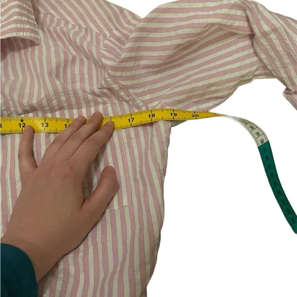 NWT Lola River pink and white stripped button up top - Picture 6 of 7